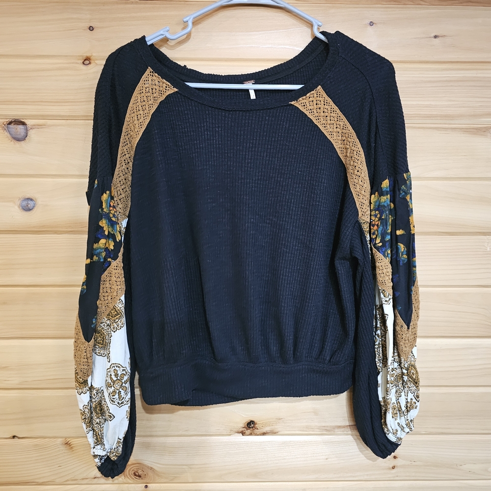 Free People Black and Tan Women's Top